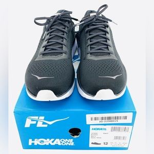 New HOKA ONE ONE Men’s CAVU Size 12 BWHT Black & White Running Shoes Sneakers